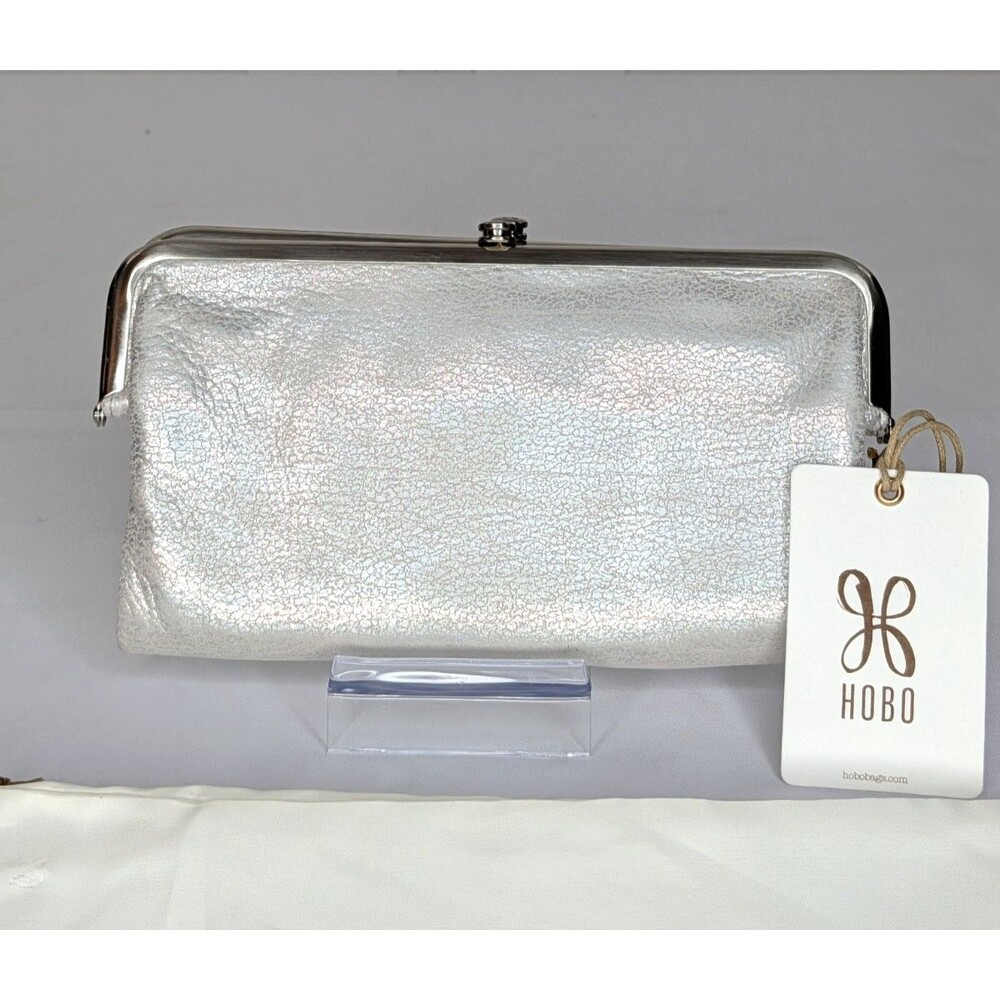 Hobo Lauren Double-Frame Leather Vintage Style Wallet - Silver, NWT